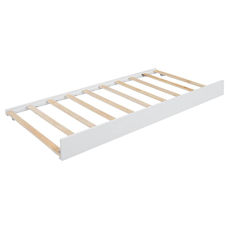 Queen Size Wooden Platform Bed w/ 2 Storage Drawers, T-XL Size Trundle