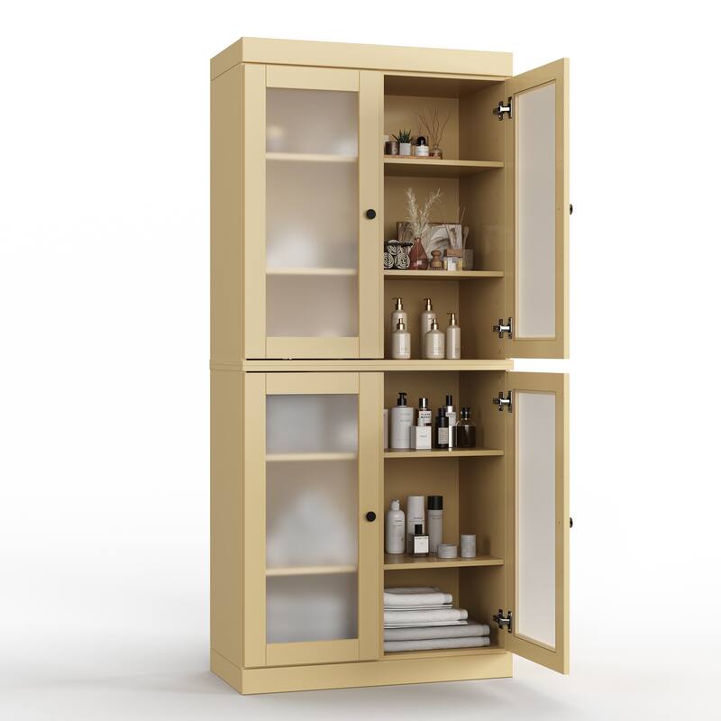 100% Solid Wood 32" Bathroom Cabinet with Optional Doors by Palace Imports - Yellow - 4 Doors Frosted