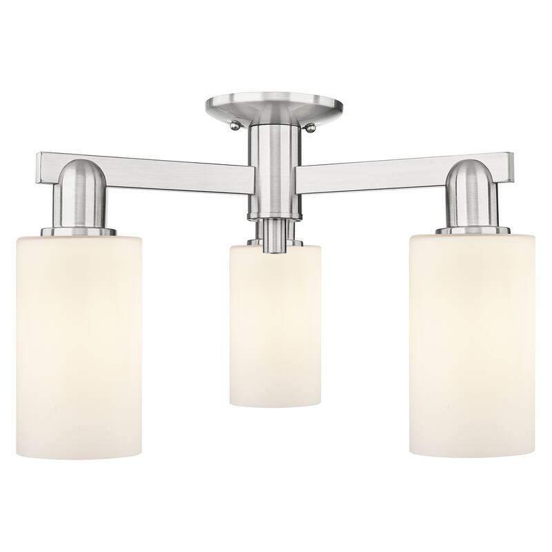 Innovations Lighting Endless Possibilities Arcadia - Clymer - 3 Light 21" Semi-Flush Mount - Matte White/Brushed Satin Nickel