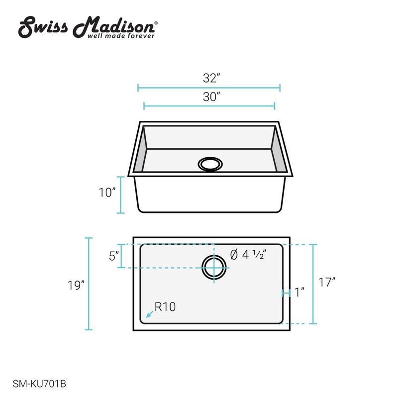 Swiss Madison Rivage 32" Undermount Single Basin Stainless Steel
