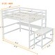 preview thumbnail 4 of 15, Full Size Pine Wood Loft Bed Frame with Built-in Desk, Ladders, Guardrails for Kids Girls Boys, No Need Spring Box