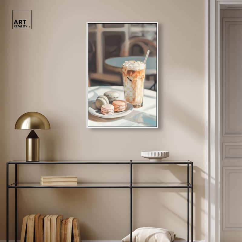 Glam Iced Coffee and Macarons Canvas by Art Remedy