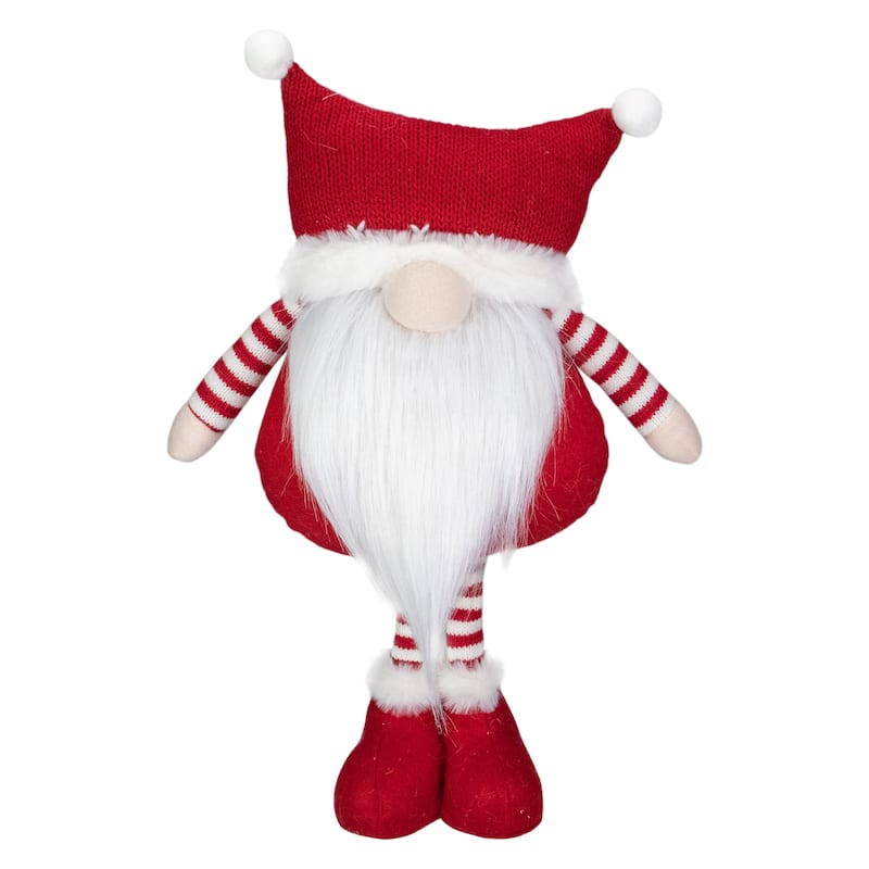 18.5" Plush Red and White Standing Tabletop Gnome Christmas Decoration