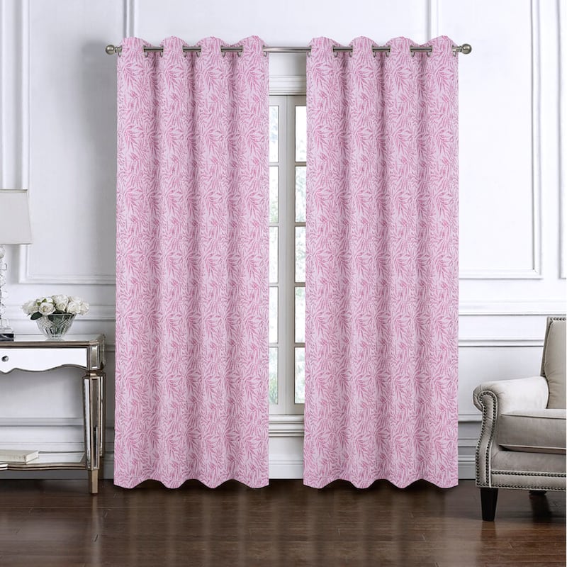 Liana Leaves Woven Jacquard Window Curtain - Lilac