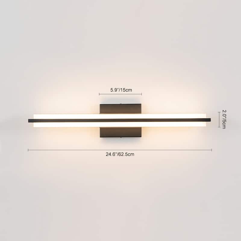 Contemporary Dimmable LED Rectangular Vanity Wall Sconce 24.6in