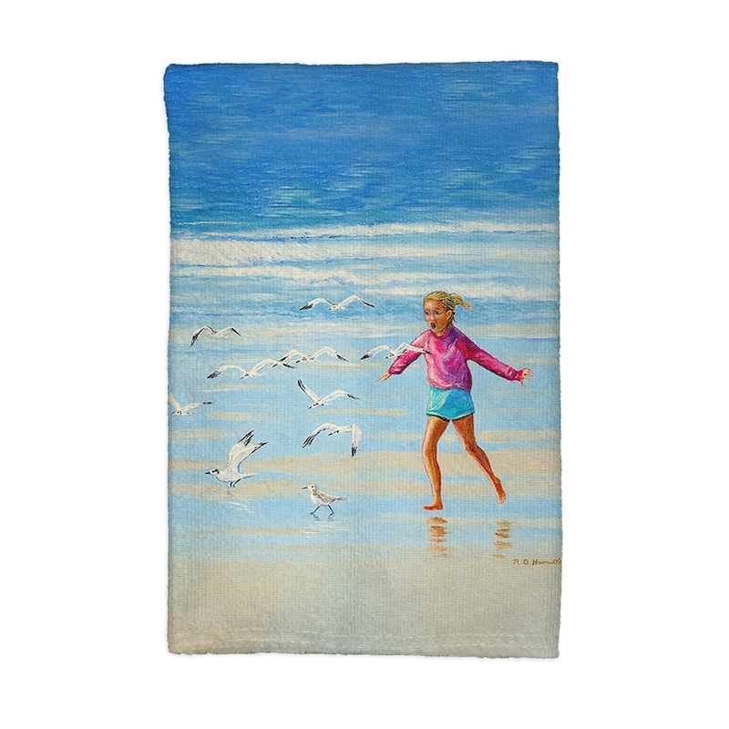 Chasing Gulls Kitchen Towel - 16x25