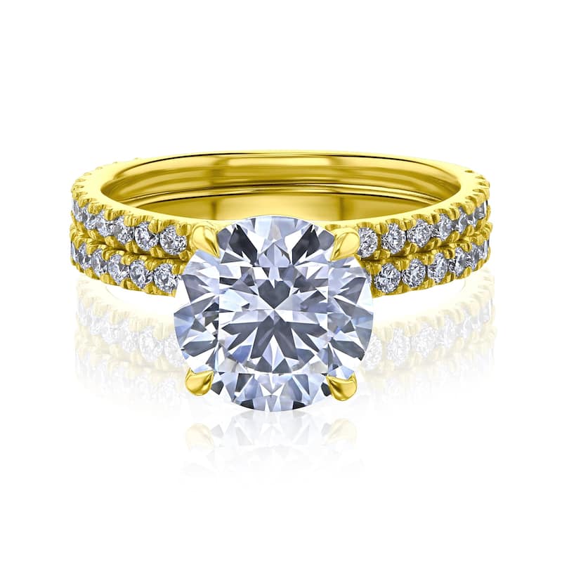 Kobelli 3.84 Carat Lab Grown Diamond Certified 14k Solid Gold Hidden Wrap Halo Near Eternity Ruri 2pc Bridal Set (EF/VS) - Yellow - 11