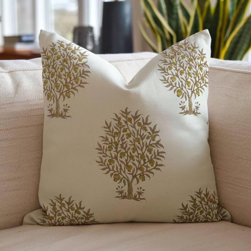 Fabdivine Thick Cotton White Block Print Throw Home Decorative Accent Cushion Cover