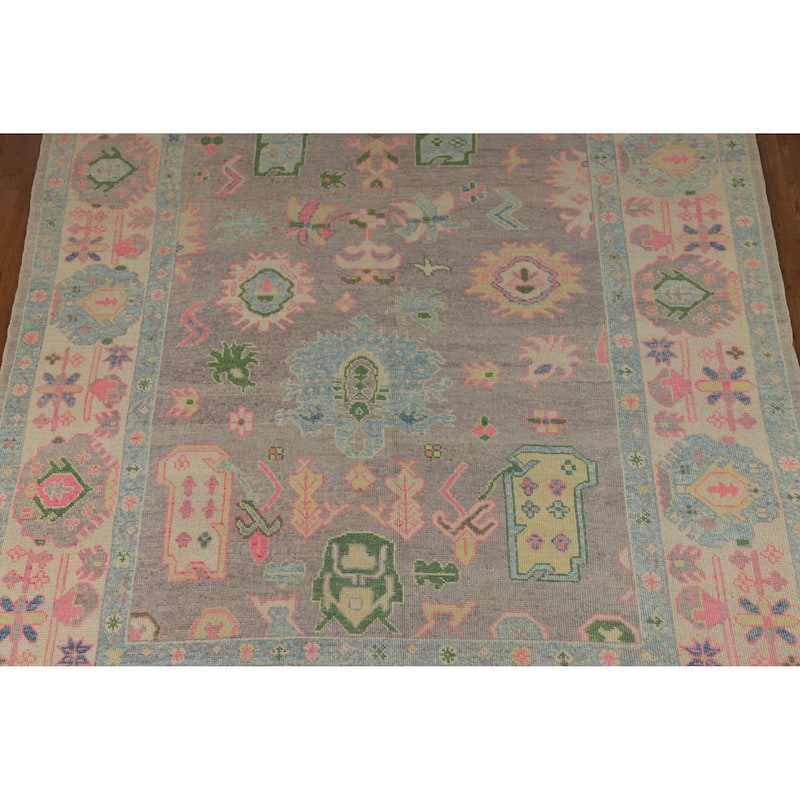 Hand Knotted Oriental 100% Wool Carpet Transitional All-Over Purples Oushak Area Rug - 10' 8'' X 8' 1''