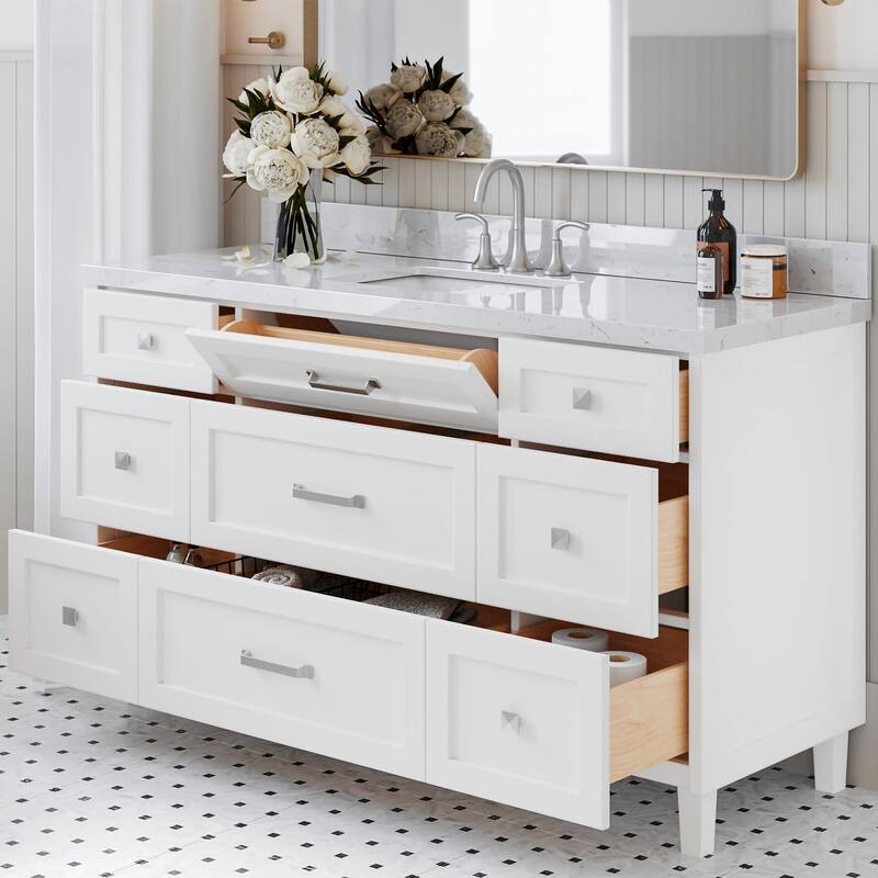 Ariel B60-BC Monroe 60" Double Free Standing Vanity Cabinet Only