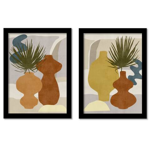 Terracotta Leaves by World Art Group - 2 Piece Gallery Framed Print Art Set