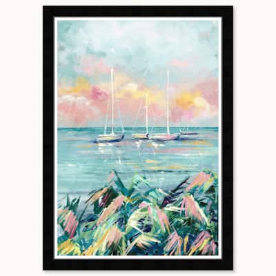 Wynwood Studio Water Front Sails Framed Beachfront Coastal Prints