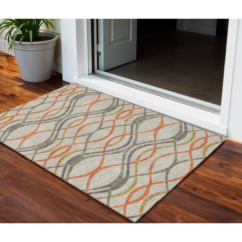 HomeRoots Abstract Transitional Rectangle Outdoor Rug - 3' x 5'