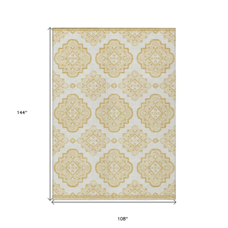 HomeRoots Medallion Transitional Rectangle Outdoor Rug
