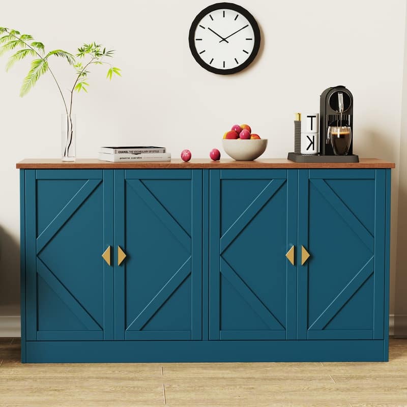 Modern Storage Cabinet Buffet with Line Design