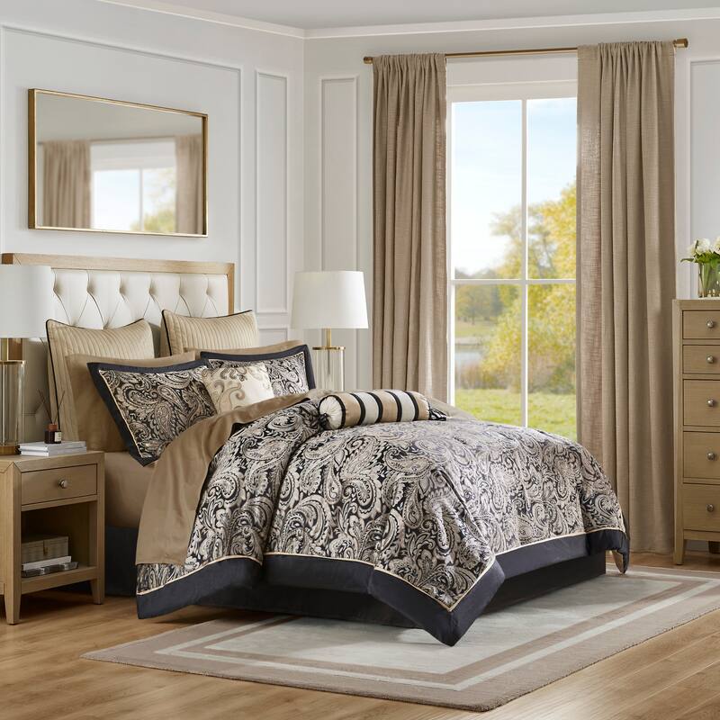 Madison Park Wellington 12 Piece Comforter Set with Cotton Bed Sheets