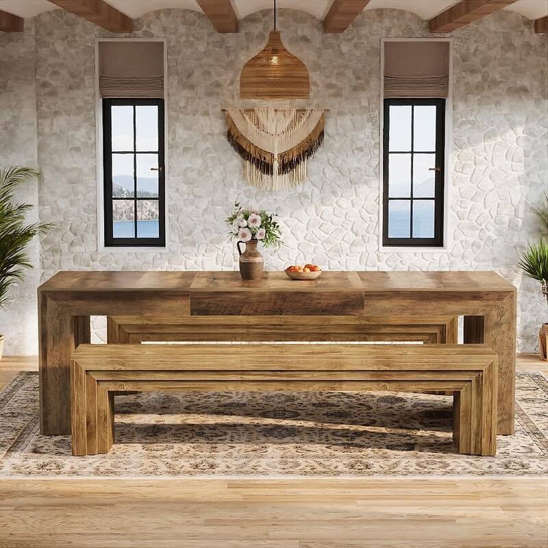 70.9-Inch Wooden Dining Bench, Extra Long Kitchen Bench Seating for Dining/Living Room, Entryway, Bedroom