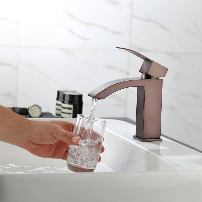 Single Handle Deck Mount Bathroom Faucet - Brown