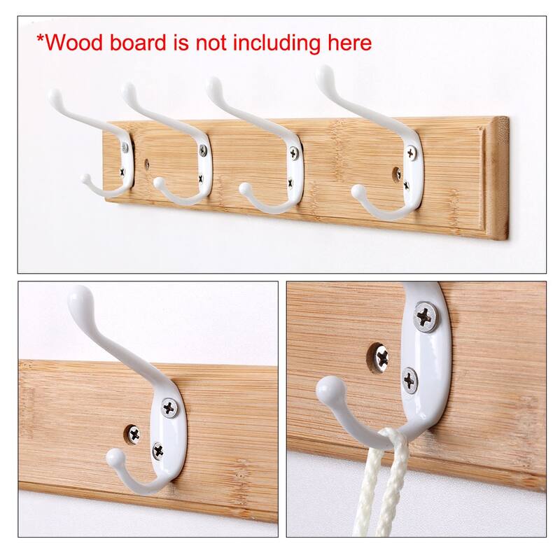 5pcs Dual Hooks Metal Hook Coat Key Double DIY Hat Hook Holder w Screw - White 5pcs - 55mm/2.2"