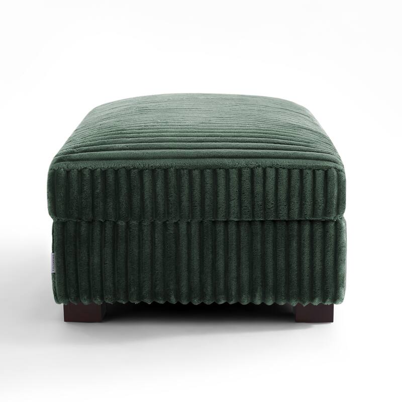 41" W Plush Corduroy Upholstered Rectangular Ottoman