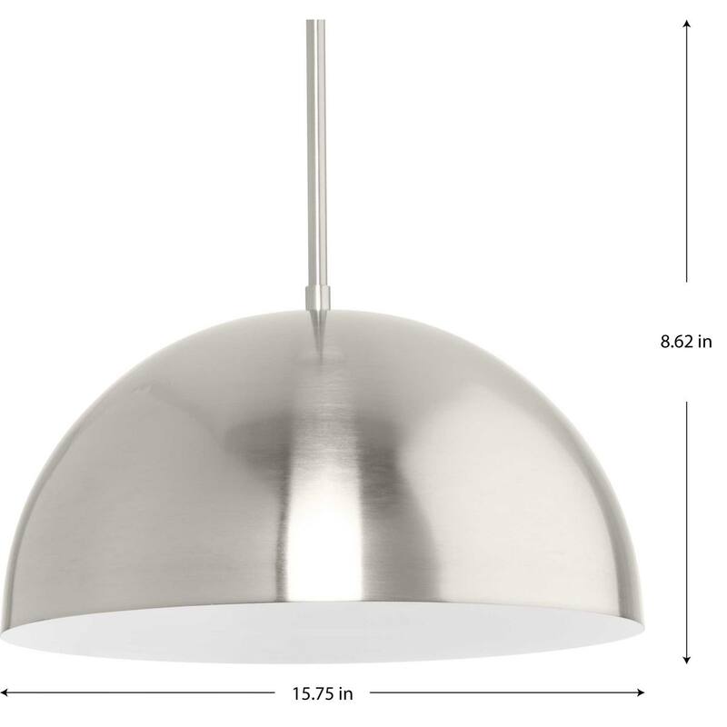 Perimeter Collection One-Light Brushed Nickel Mid-Century Modern Pendant with metal Shade - 15.75 in x 15.75 in x 8.62 in