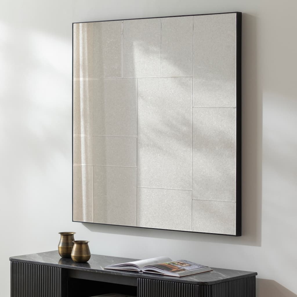 Jayla Antiqued Tile Contemporary Wall Mirror