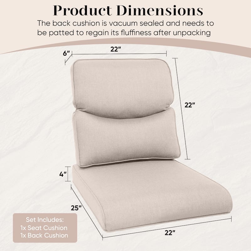 Pocassy 22x25x4 Inch Outdoor Cushion for Swivel Chairs Sofa Set