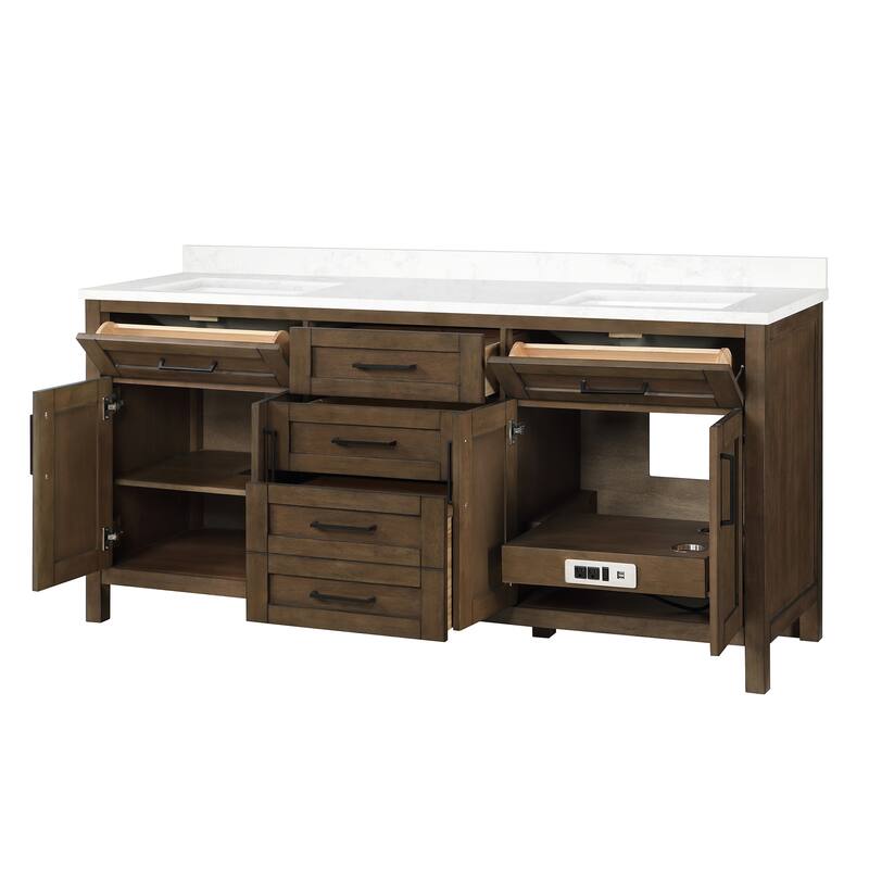OVE Decors Tahoe 72 in. Almond Latte Vanity with 2 Mirrors included