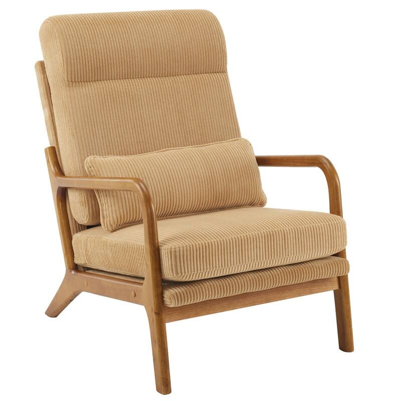 High Back Solid Wood Armrest Backrest Leisure Chair Accent Chair