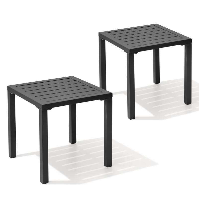 Crestlive Products Modern Square Aluminum Side End Table - Black - 2PC