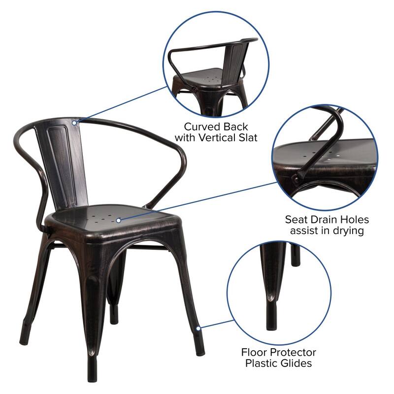 4 Pack Metal Indoor-Outdoor Chair with Arms
