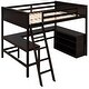 preview thumbnail 47 of 55, Full Size Wooden Loft Bed with Desk and Shelves, Space-Saving Design