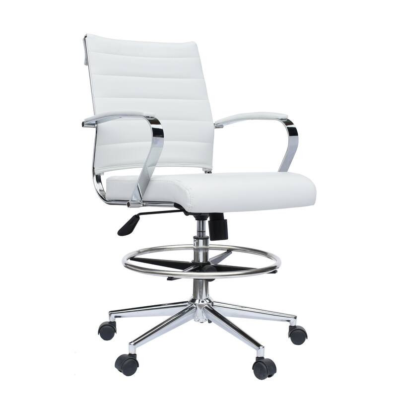 Office Chair With Arms Stools For Counter Height Bar Office Wheels PU Leather Rest Tilt Swivel Work Office Standing Desk