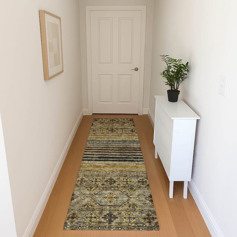 Premium Washable Super Soft Boho Stripes Mayfield Rug - Gray - 2'3" x 7'6"