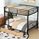 preview thumbnail 1 of 10, Modern Style Full Size Bunk Bed with Build-In Ladder,2 Storage Drawers and Safety Guardrail,Metal Versatile Bed Black