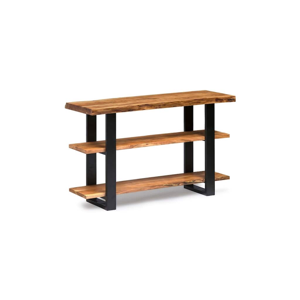 Alpine Natural Live Edge Wood Media Console Table