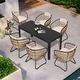 preview thumbnail 32 of 45, 7/9PC Outdoor Aluminum Expandable Patio Dining Sets Extension Table with Rattan Chair Table-Grey&Chair-Beige-7PC