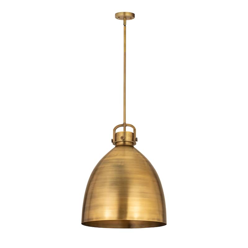 Innovations Lighting Newton Metal Bell - 1 Light 16" Stem Hung Pendant - Brushed Brass