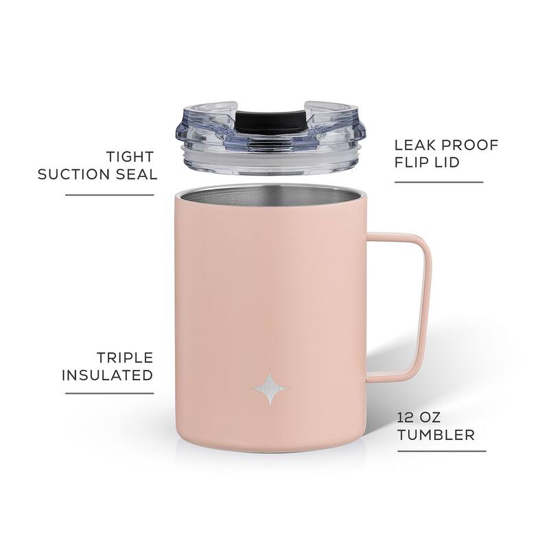 JoyJolt Vacuum Insulated Stainless Steel Tumbler Mug with Lid & Handle - 12 oz - 12 oz