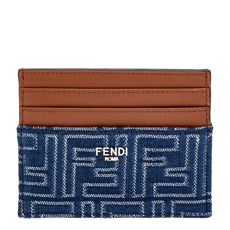 Fendi Men's FF Card Holder - Denim Effect Blue and Brown