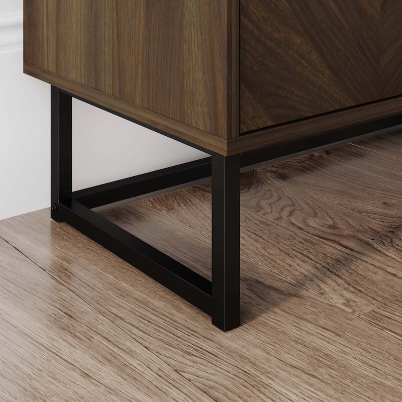 Nathan James Enloe Rustic Doors Metal Base Free Standing Modern Storage Cabinet for Entryway