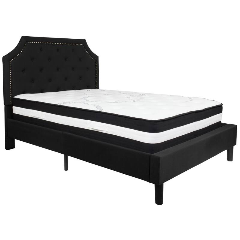 Arched Tufted Upholstered Platform Bed and Pocket Spring Mattress
