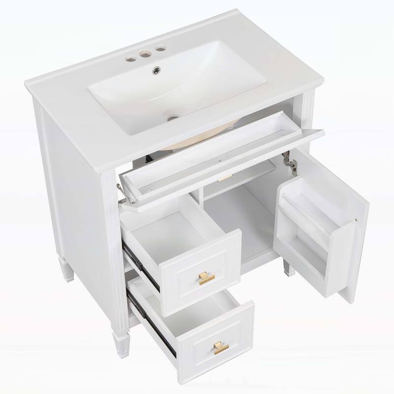Freestanding Vanity Set with One Flip Drawer and Two Drawers,Adjustable Shelf