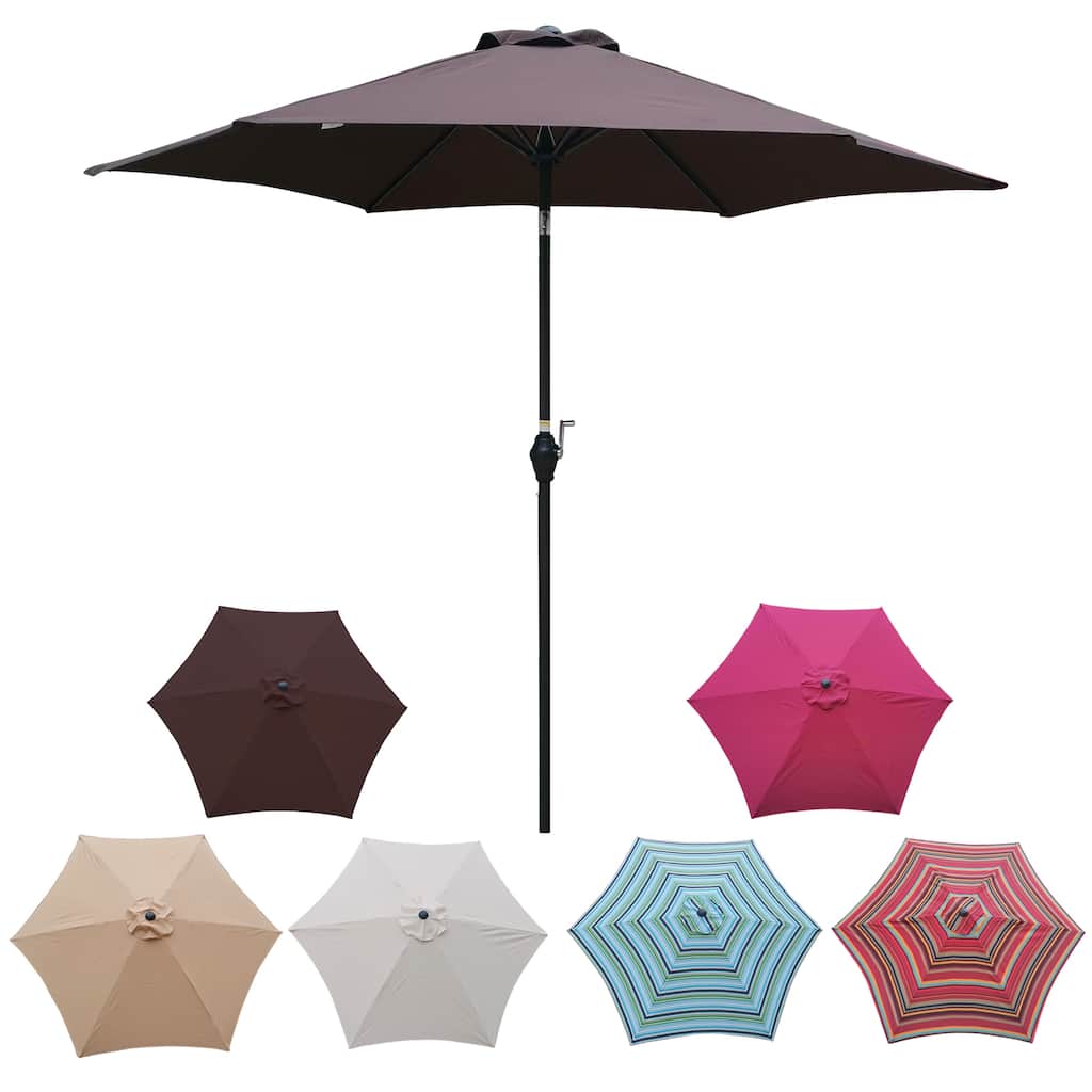 9ft Chocolate Patio Umbrella with Push Button Tilt and Wind Vent
