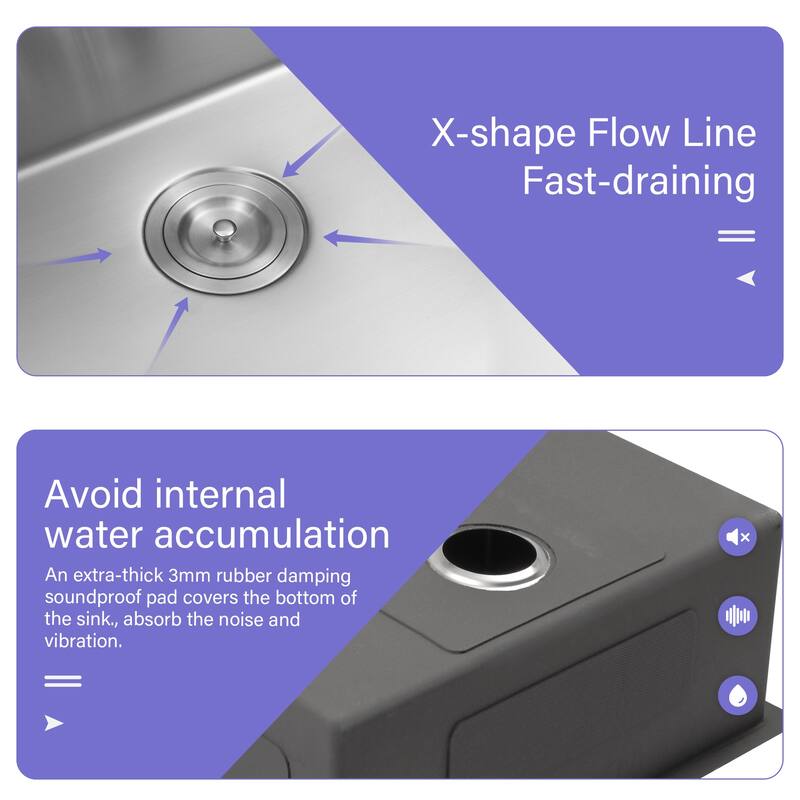 24'' Undermount 16 Gauge Single Bowl Stainless Steel Kitchen Sink in Brushed Nickel - 24'' x 18'' x 13''