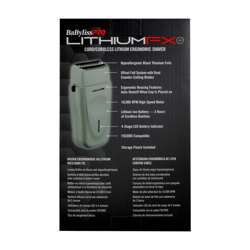 BaByliss Pro Limited Edition LithiumFX+ Cord/Cordless Lithium Ergonomic Double Foil Shaver Gray FXFS573GY + Fade Brush + 9" Comb