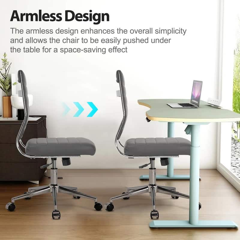 Armless Ergonomic Office Chair Modern Swivel Chair for Home & Office