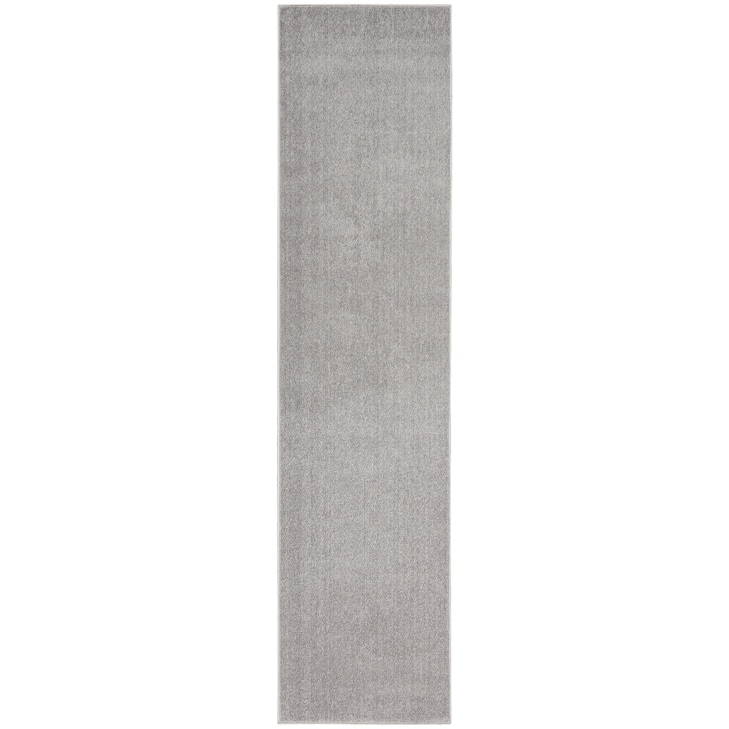 Nourison Essentials Solid Contemporary Indoor/Outdoor Area Rug - 2'2" x 12' - Grey/Silver