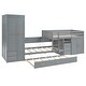 preview thumbnail 5 of 14, Grey Twin Size Platform Beds Bunk Bed with Trundle, Wardrobe and Desk
