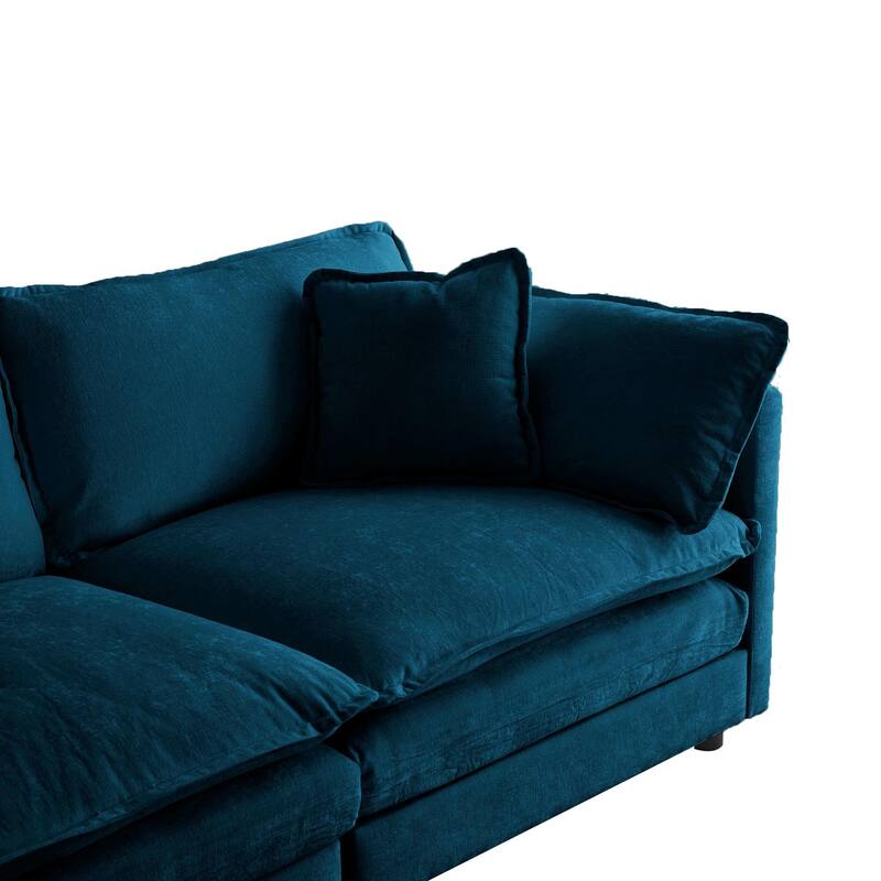 3-Piece Modular Chenille Upholstered L-Shaped Sectional Sofa with Ottoman